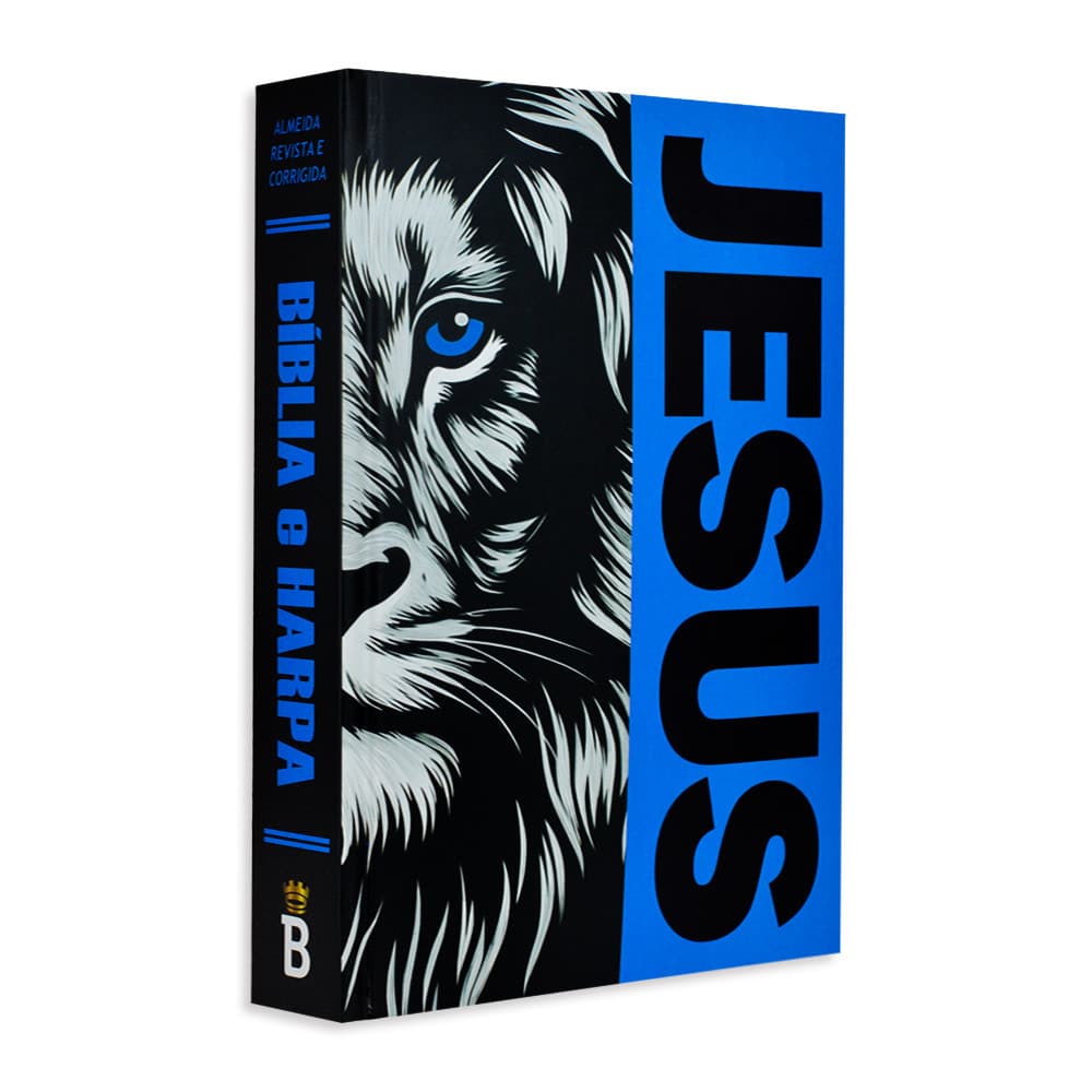 Bíblia Sagrada Tamanho Grande com Harpa Palavras de Jesus em Vermelho Capa Dura Jesus Azul