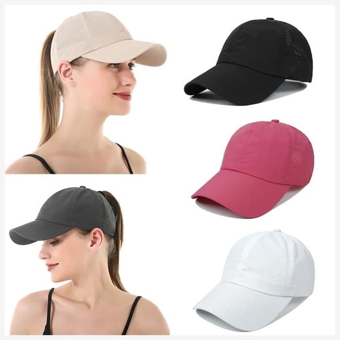 COD Boné de beisebol feminino rabo de cavalo moda feminina cruz bagunçado Bun rebote boné pônei boné de caminhoneiro aju