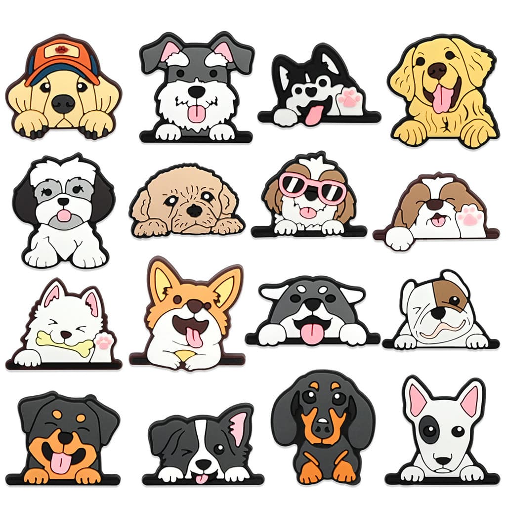 Encantos De Sapato Cão de desenho animado criativo DIY fivela de sapatos de cachorro PVC com botões