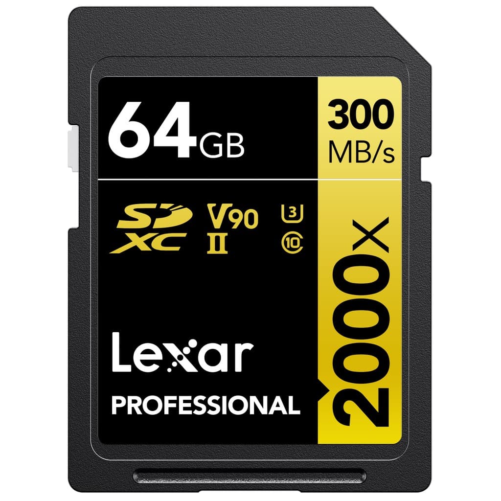 Lexar Professional 2000x SDHC/SDXC UHS-II Cards, Global 64GB GOLD