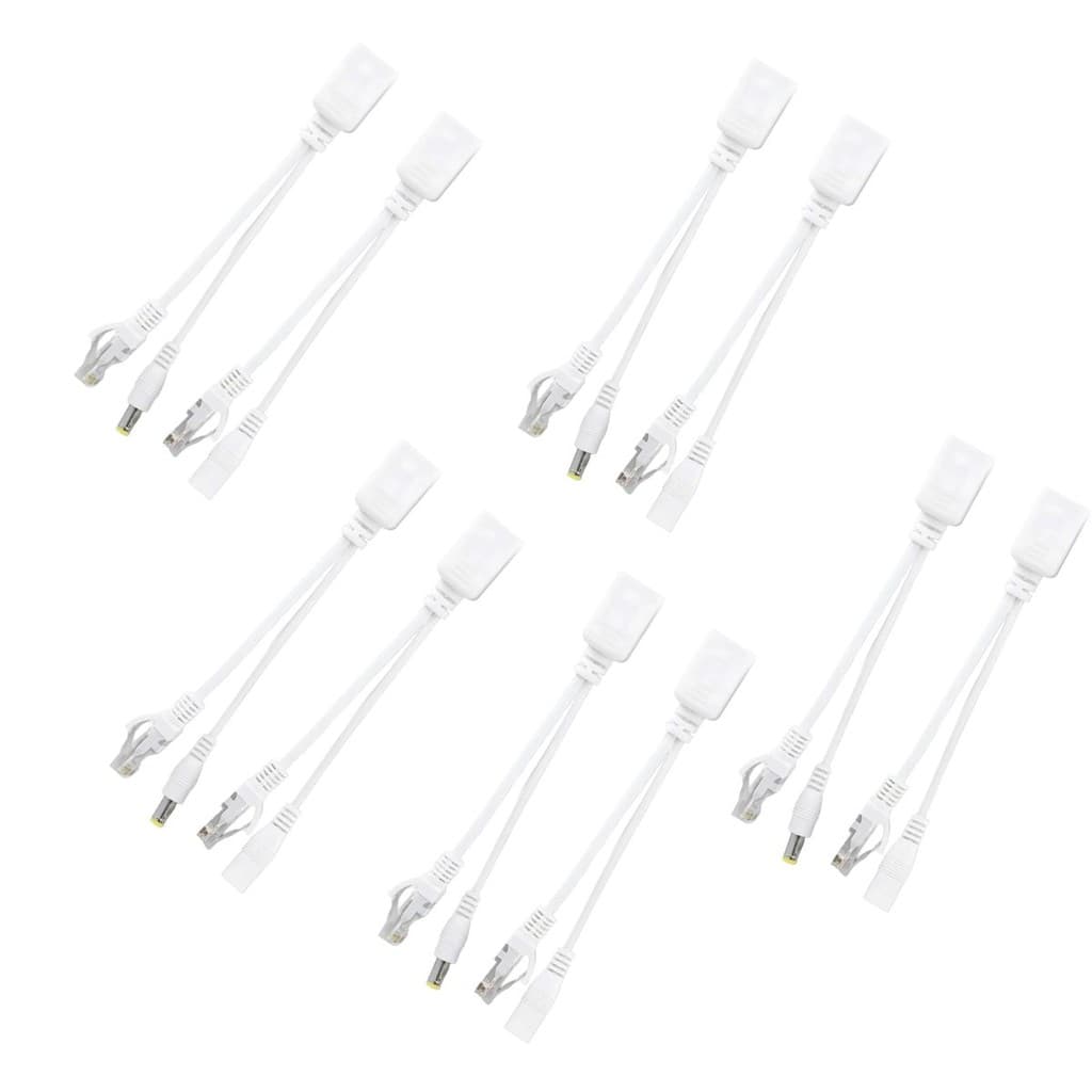 Oferta com 5 Pares De Cabo Adaptador Poe Rj45 12v 2a Ethernet Até 30m
