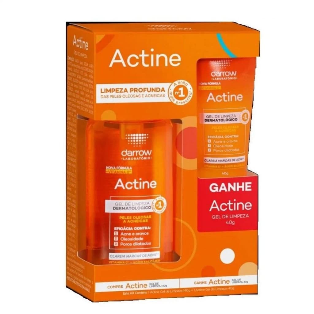Kit Gel de Limpeza Actine Vitamina C 140g + 40g