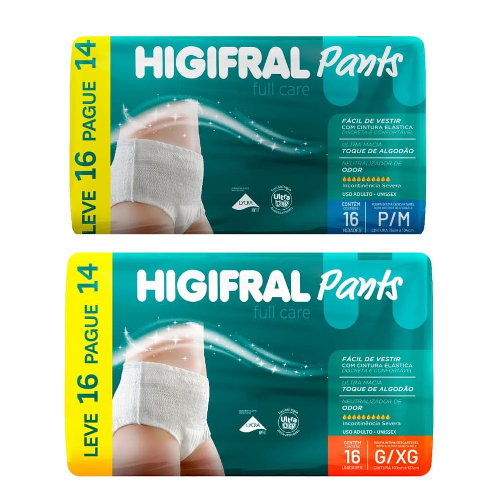 Roupa Íntima Descartável Adulto Higifral Pants Unissex 