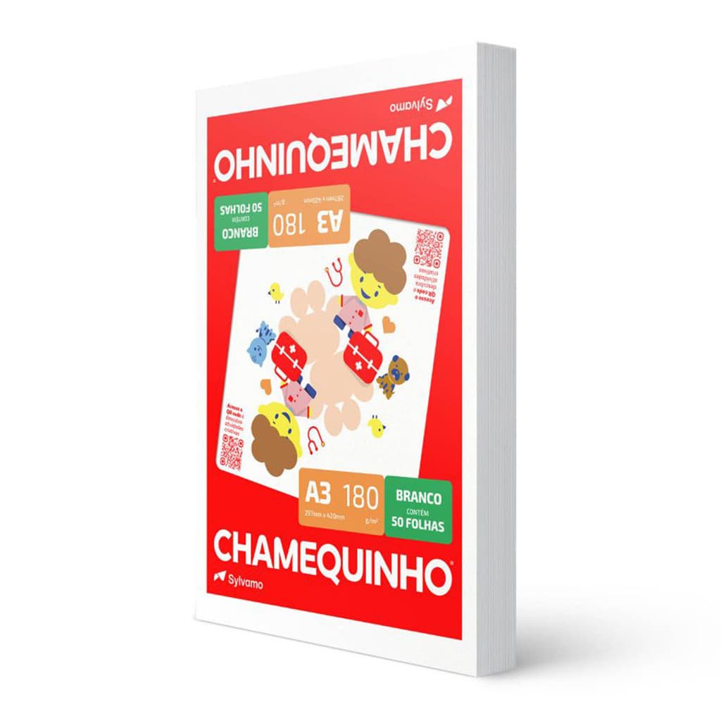 Papel sulfite A3 180g 297x420 com 50 folhas Chamequinho