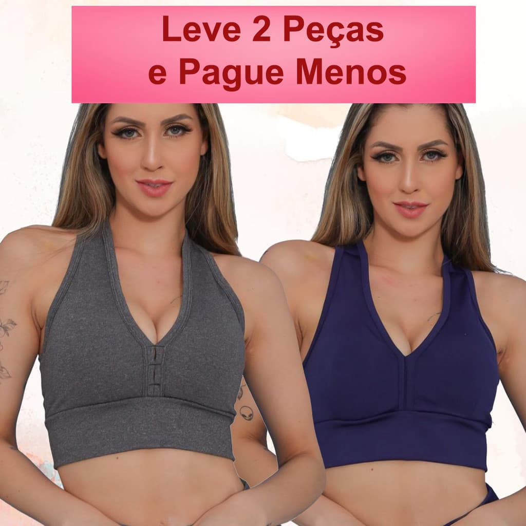 Kit 2 Top Nadador Academia com bojo Removivel Feminino Fitness Praia Treino Reforçado