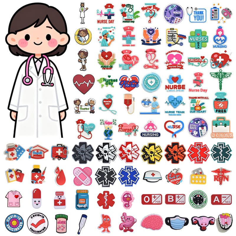 Decoração De Sapato Para Alfinetes De Tamanco Médico Enfermeira Botão DIY