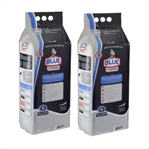 Kit 2 Tapete Higiênico Blue Carbon 82x60 Cm 30 Unidades
