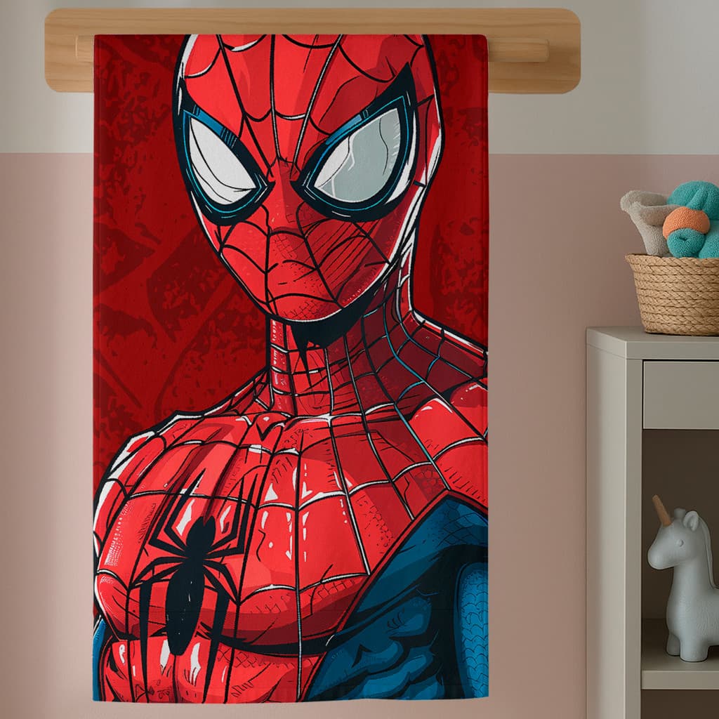 Toalha de Banho Infantil Heroi Menino Estampa Fantasia Aranha Conforto Algodão