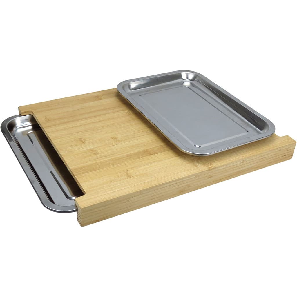 TÁBUA DE CORTE 2 GAVETAS COLETORAS INOX HOME&CO RETANGULAR BAMBU 4x34x44cm NATURAL