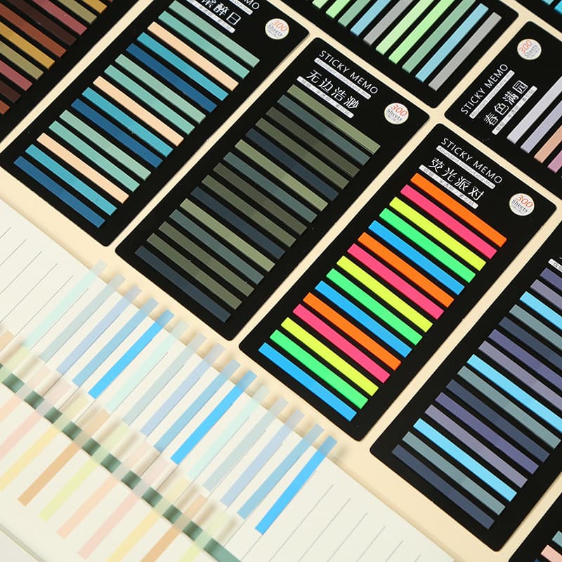 300 Folhas/pc Índice De Classificação Extremamente Fino Colado Fluorescente Notas Pegajosas Pequenas Tiras Marca Nota Pe