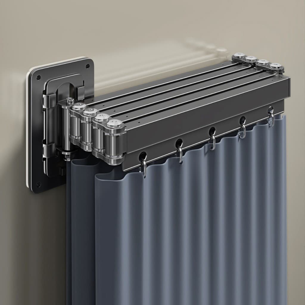 Divisor Dobrável Para Banheiro · Sem Perfuração À Prova D'água Separação Úmida E Seca | Cortina De Chuveiro Com Trilho D