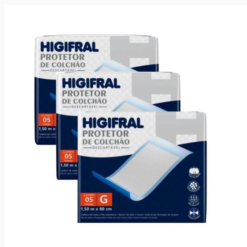 Kit 3 Protetor De Colchão Lençol Descartável Geriátrico HIgifral G
