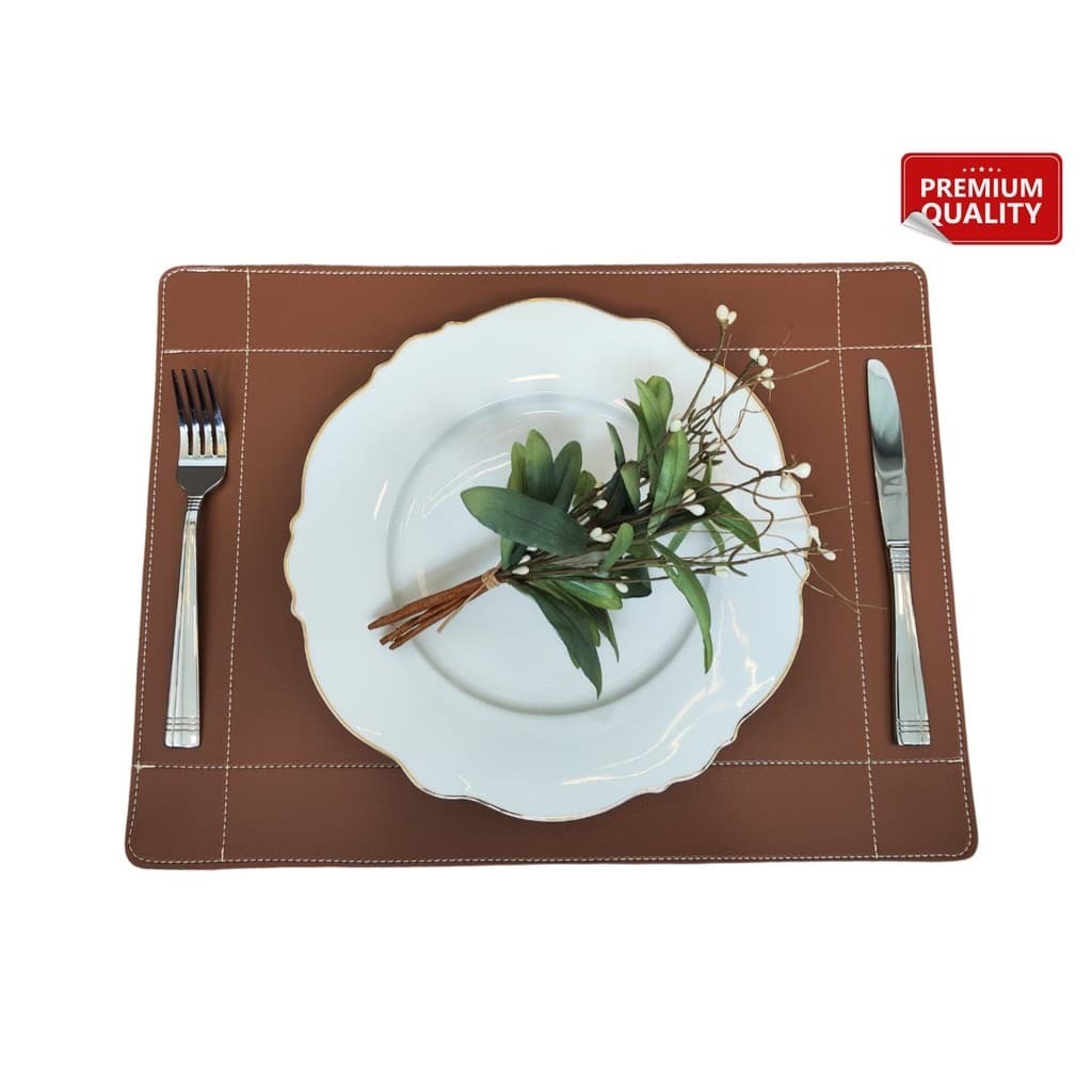 Jogo Americano Impermeável Couro Sintético Caramelo Kit 2/4/6 Fácil Limpeza Decoração Mesa Posta