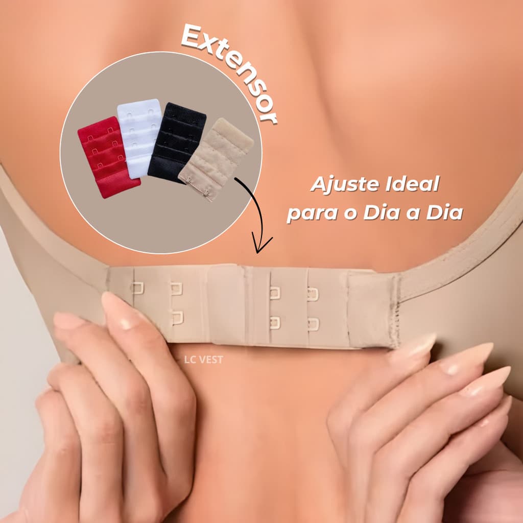 Extensor de Sutiã Médio com 2 Ganchos – Kit com 3 ou 4 Peças | Ajuste Confortável e Regulagem Perfeita