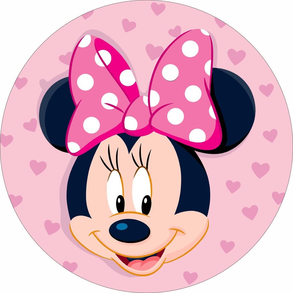 Painel Redondo Minnie Rosa | Festa Infantil Menina Princesa | Tecido Premium 150x150cm 50x50cm