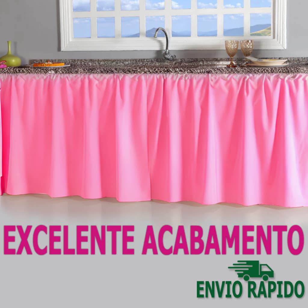 Cortina Para Pia Armário Cozinha Oxford Elegante 140x80cm Decoração Balcão Poliéster Barato Promoção