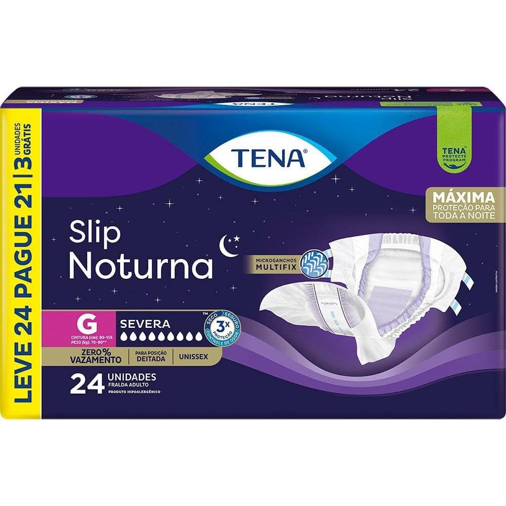 Fralda Geriátrica Tena Slip Noturna G Leve 24 Pague 21 unidades