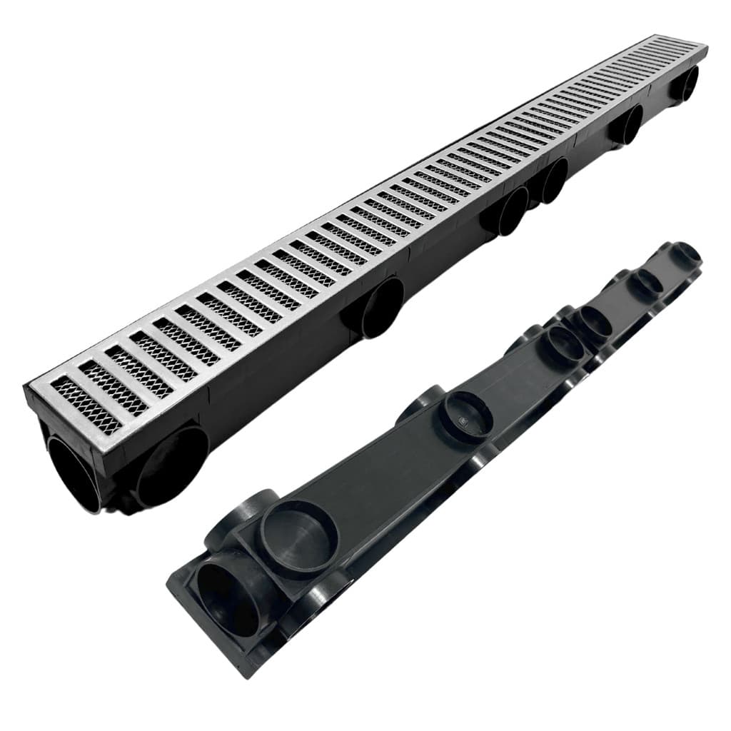 Ralo Linear Sequencial 8x100 Estreito Alumínio Sem Canto Cortante com Tela Coletor Multi Saídas ( 8cm x 98cm )