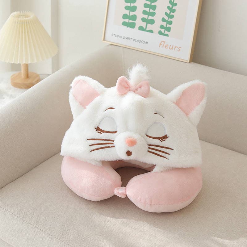 Pelúcia Princesa Mary Gato Com Capuz Pescoço Travesseiro Em Forma De U Aeronaves Carro Viagem Estudante Nap woW5