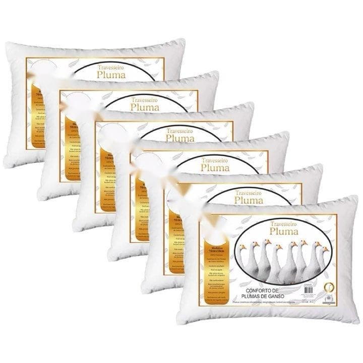 Kit de Travesseiros de Pluma de ganso (1, 2, 4 e 6 travesseiros) sintético 50x70 macio antialérgico