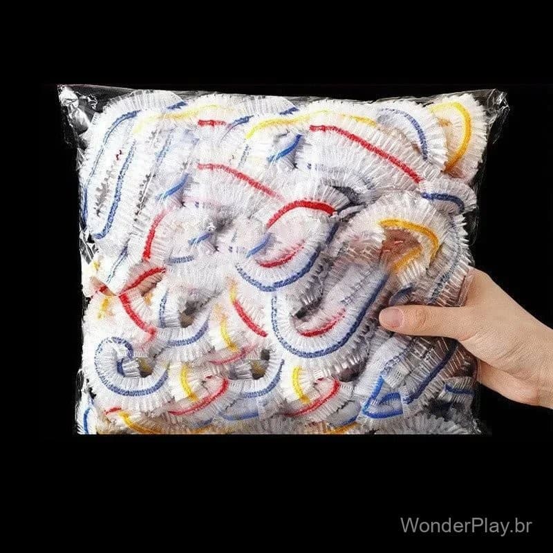 100 Peças de Capas Elásticas para Alimentos, Tampas de Tigela de Plástico Descartáveis para Armazenamento de Frutas e Le