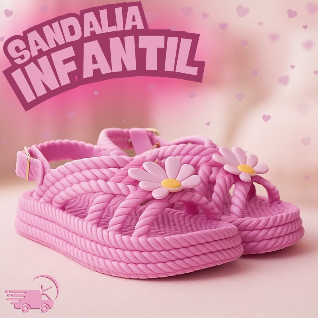 Sandália Infantil Menina Margarida Antiderrapante Juvenil Trançada