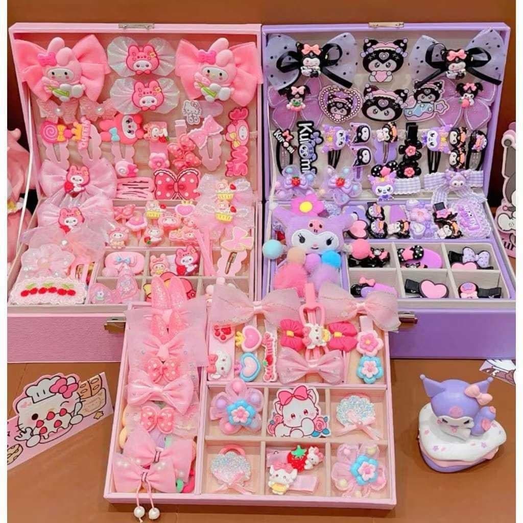 Kit Conjunto Elástico Xuxinha Presilhas Para Cabelo Várias Cores e Modelos Presente de Dia das Crianças