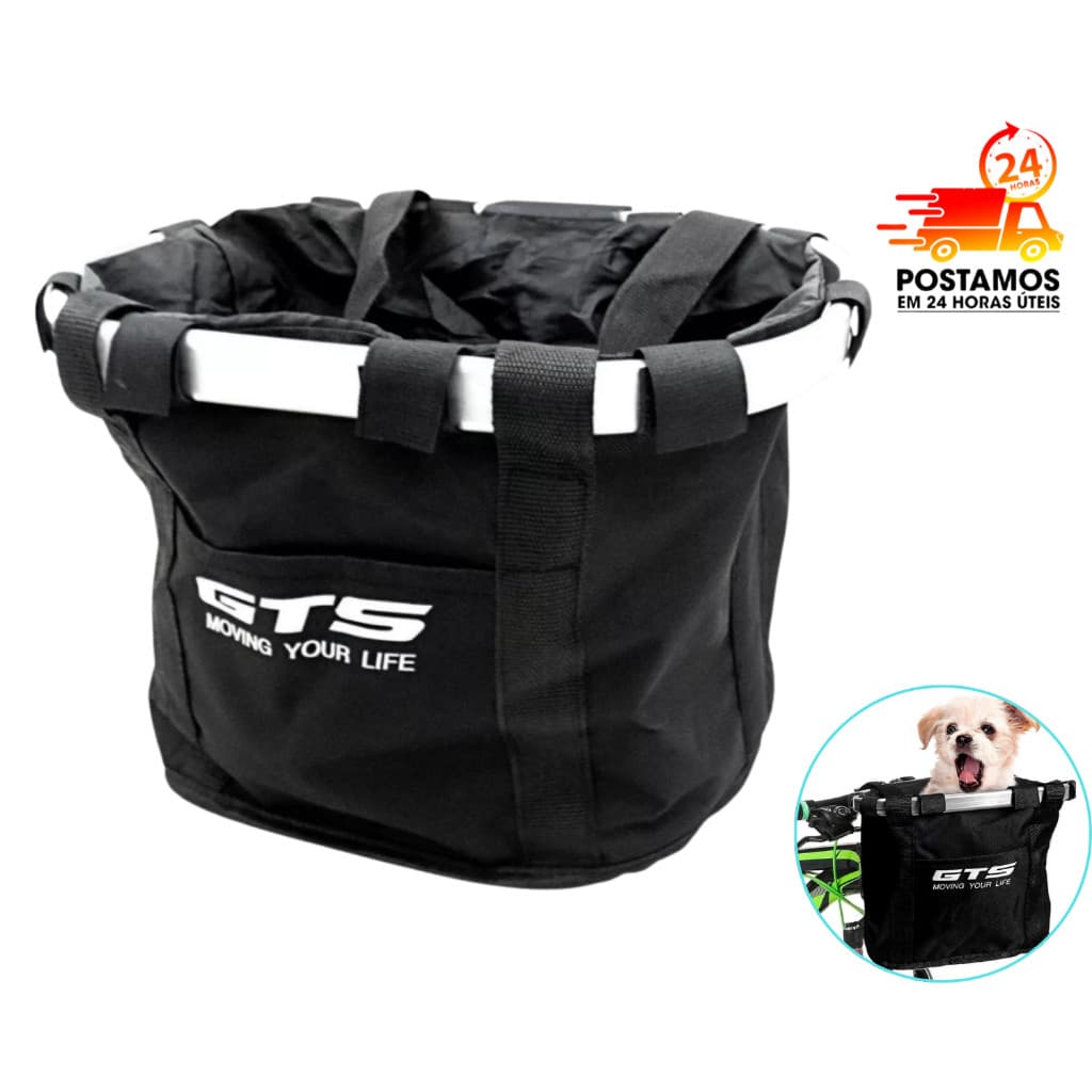Cesta Dianteira Tecido Bike Removível Engate Rápido P/ Passeio Pet e Compras GTS Aro 26 29
