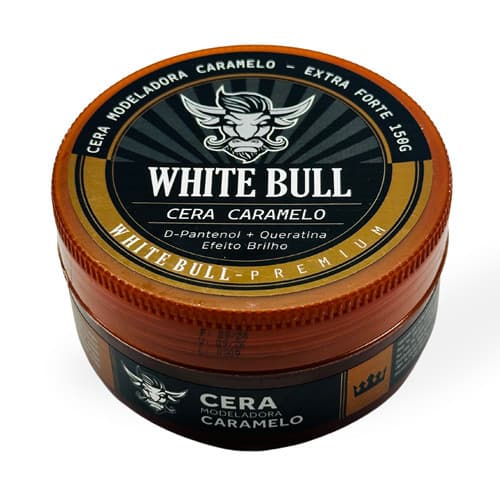 Pomada Cera Modeladora Caramelo Premium 150g - White Bull Fixação Forte Sem Resíduos
