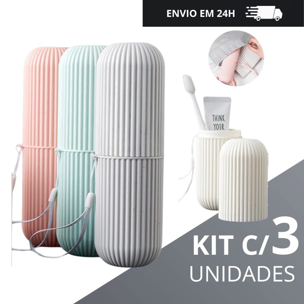 Estojo Porta Escovas De Dente E Creme Dental Portátil Viagem Bolsa Escola
