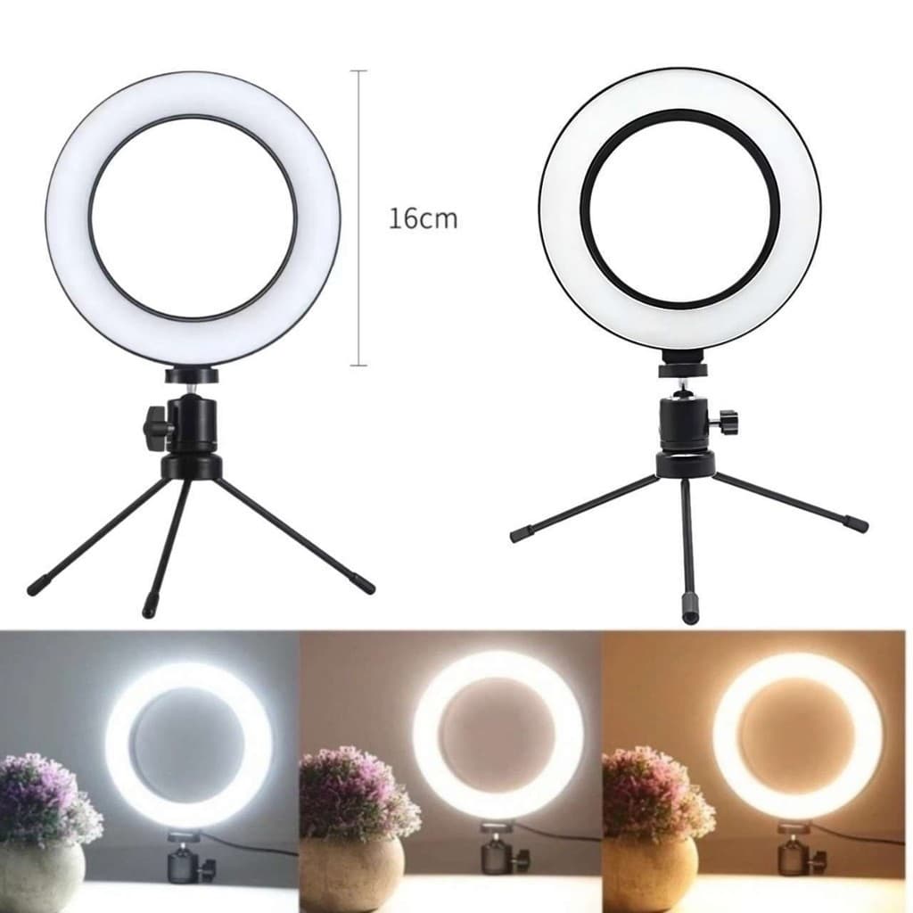 kit 2 Ring Light de Mesa Blogueira Portátil Luminária De Led 6 Polegadas + Tripé De 16 Cm Right  marisa