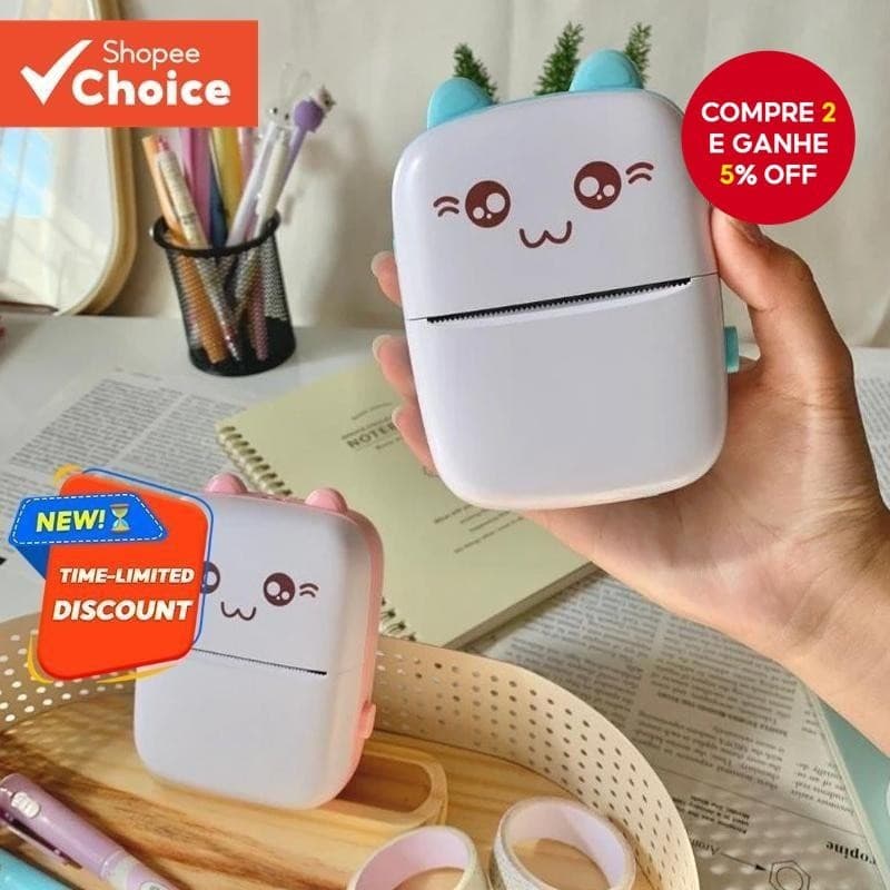 Mini Impressora Térmica Portátil Bluetooth De Alta Resolução Para De Etiquetas Fotográficas Nota Plana De Adesivos