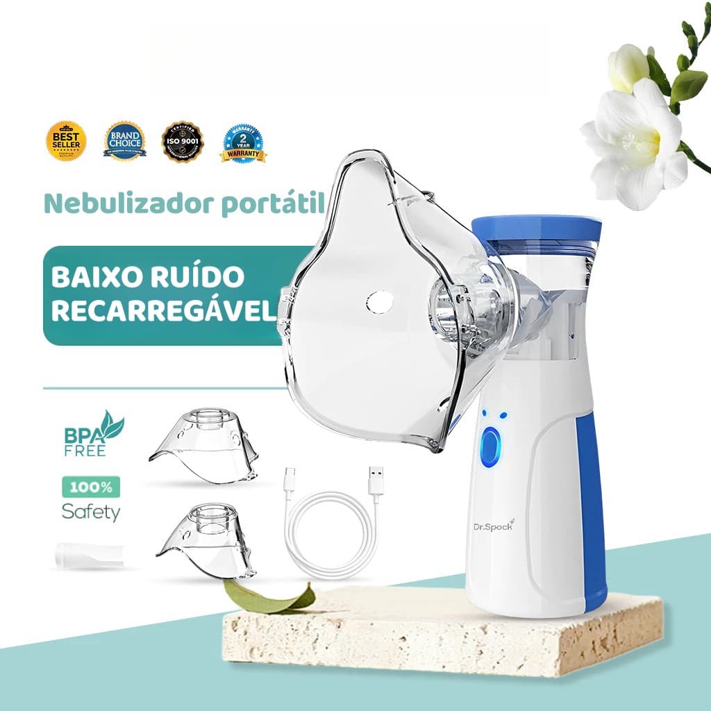 Nebulizador de Malha Portátil Mini Inalador Silencioso para Adultos e Crianças Cuidados Nasais -N11