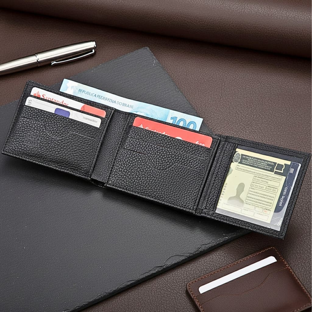 Carteira Masculina Grande Couro Legítimo Bovino Cnh Cédulas