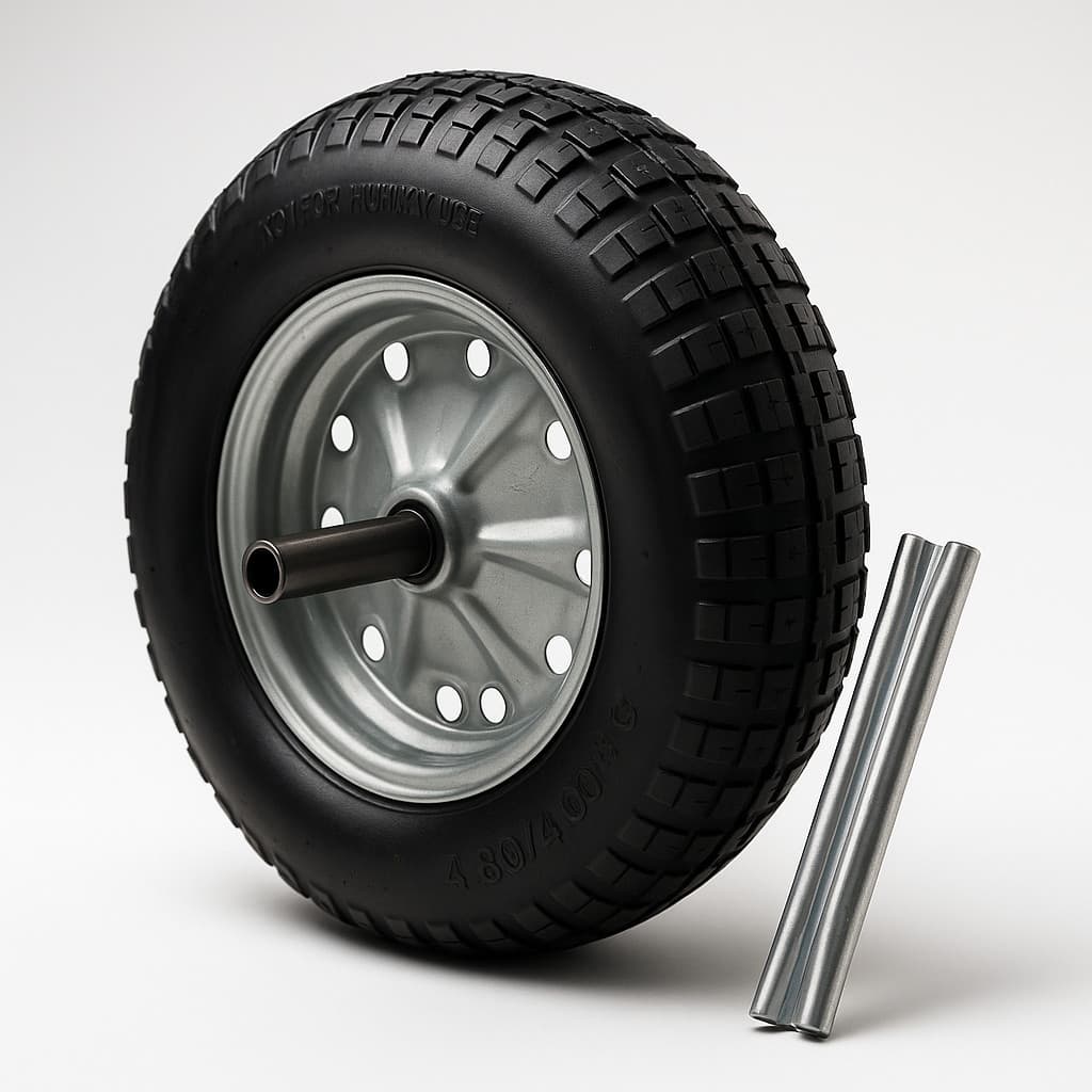 Kit Roda Pneu Câmara com Eixo De 1 polegada para Carrinho De Mão Reforçado 3,25x8