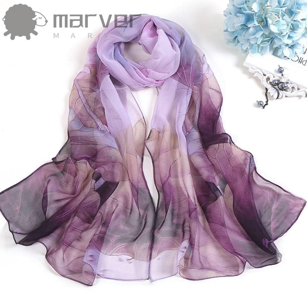 Lenço De Seda MARVER , Xale De Praia Bordado Resistente Ao Sol , Envoltório Longo Respirável Suave De Verão Para Mulhere