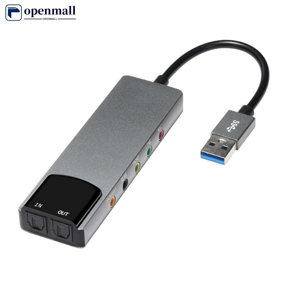 Placa De Som De Fibra Óptica Externa Multifuncional De Liga De Alumínio USB 5.1 Canais Filme TV Áudio Plug And Play L8W3
