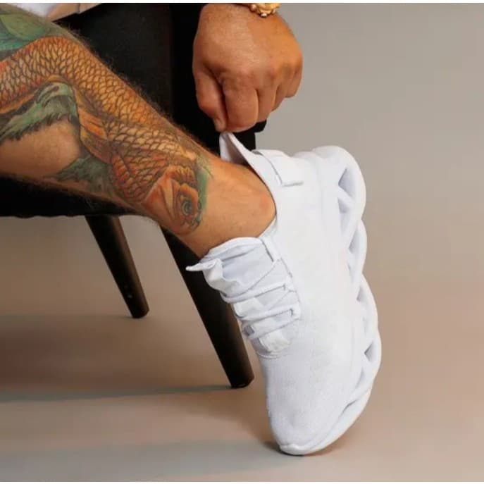 Tênis Masculino White Sola Trançada Estiloso e Confortável Para Treinos Academia Gym e Design Ajustável
