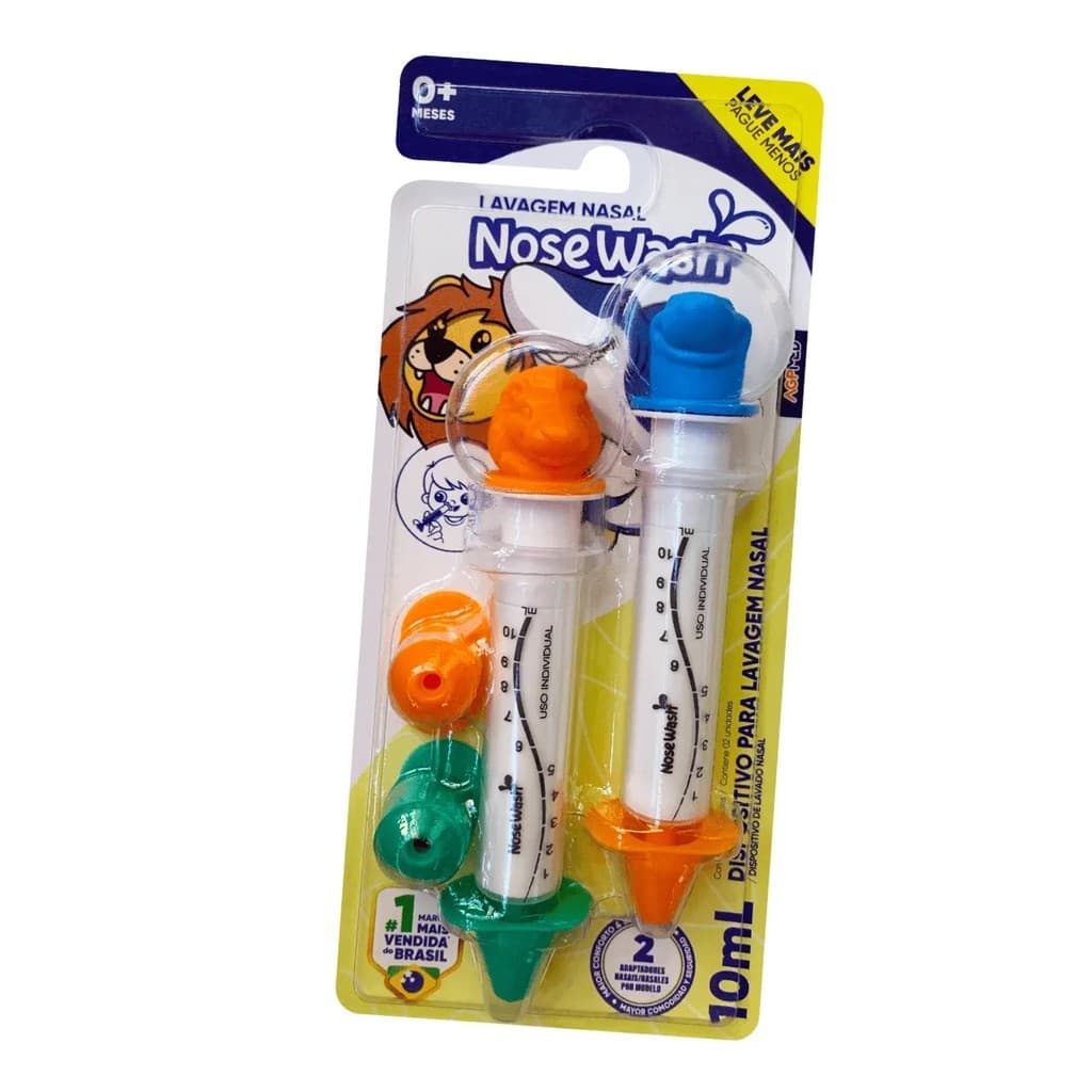 Seringa para Lavagem Nasal Leão e Tubarão Duplo  2 unidades 10ml - Nosewash