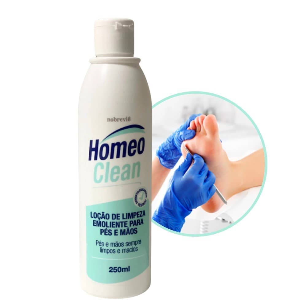 Loção de Limpeza Emoliente Mãos e Pés Homeo Clean Podologia Nobrevie 250ml