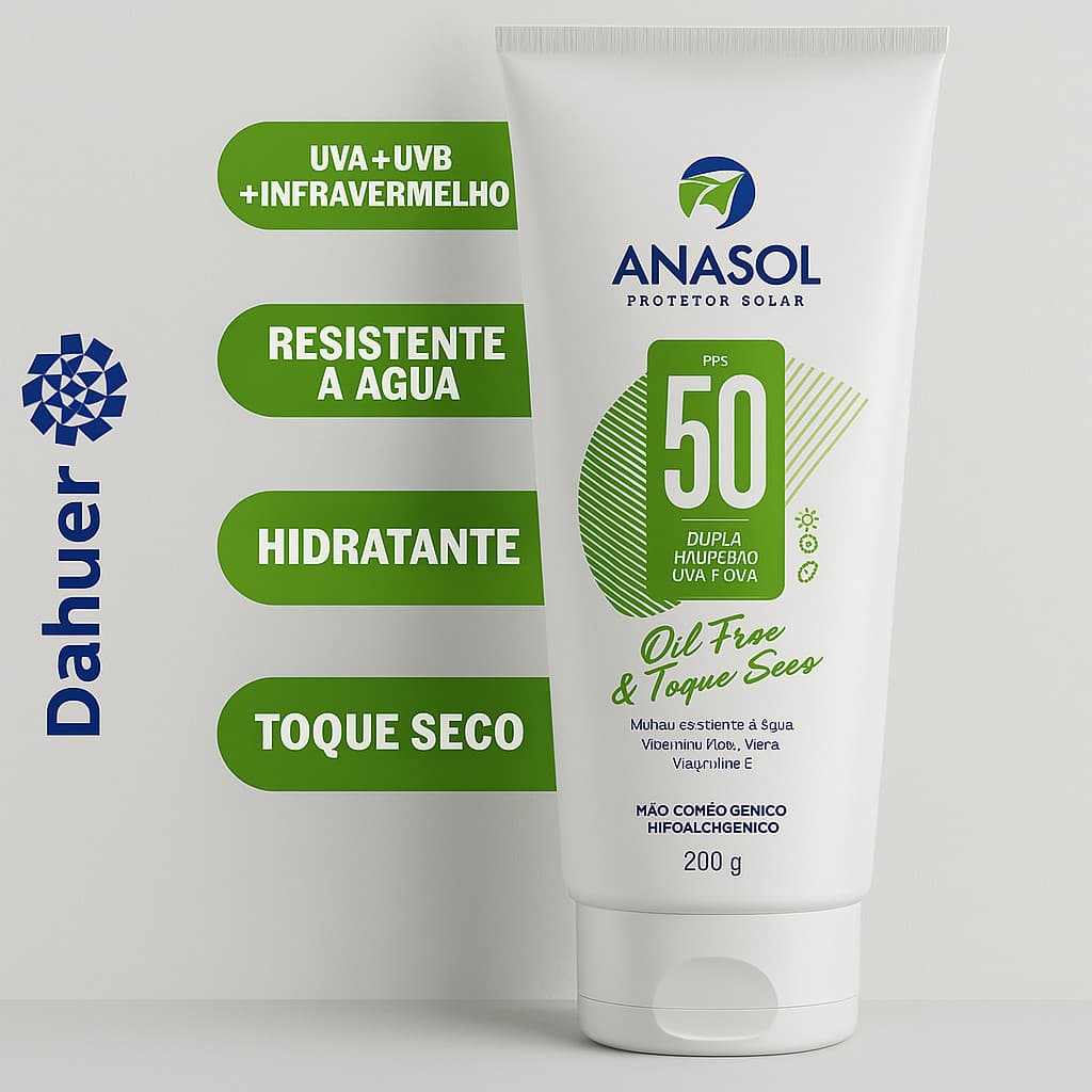 Protetor Solar Corporal Anasol Fps 50 Oil Free, Toque Seco com Aloe Vera e Vitamina E 200g