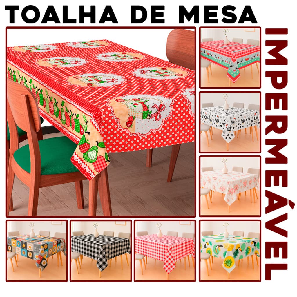 Toalha de Mesa Plástico Térmica Impermeável Premium para Mesas 4 CadeiraS / 6 Cadeiras / 8 Cadeiras