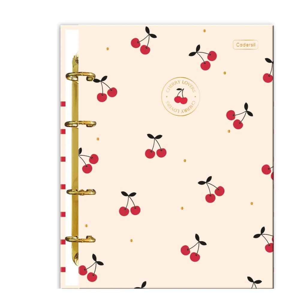 Caderno Argolado Colegial Capa Dura 80fls Cherry Lovers - CADERSIL Capa:Cerejas
