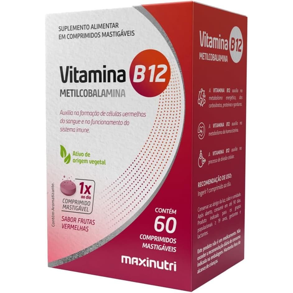 Vitamina B12 Metilcobalamina Mastigáveis 60 Comprimidos Maxinutri