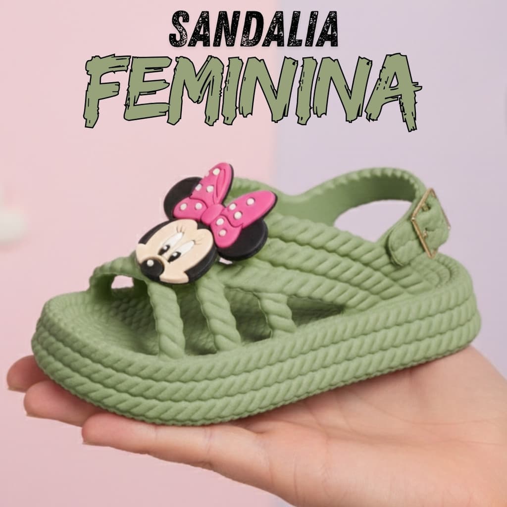 Sandália Papete Infantil Sandália Minnie Baby Feminina Super Leve Trançada