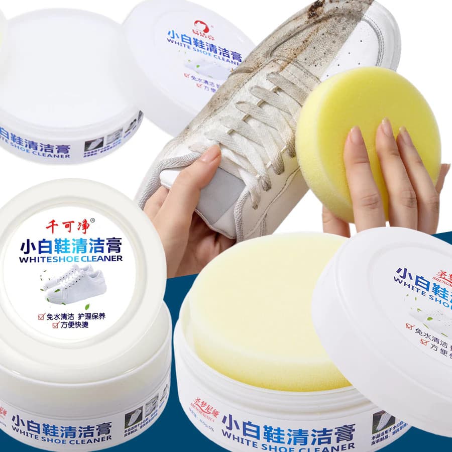 Creme De Limpeza De Sapatos Brancos 120G-Removedor Versátil De Manchas E Solução De Clareamento Com Esponja