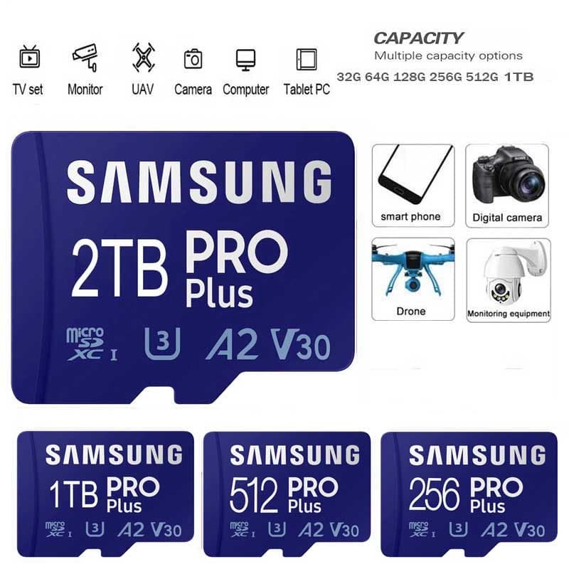 Cartão Micro TF SD De Memória Extremo 2TB 1TB 512GB 128GB 256GB U3 V30 Cartões Flash Completa Para Câmera Do Computador 