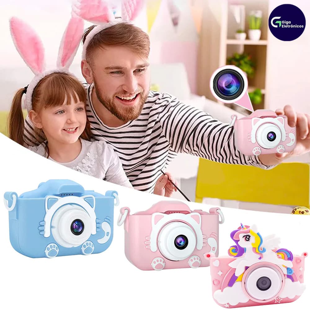 Câmera Digital Infantil Mini Filmadora Portátil Tira Fotos e Vídeos Crianças