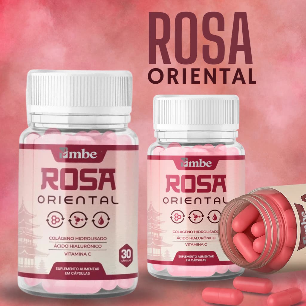 Rosa Oriental - 30 Cápsulas - Pele Jovem, Cabelos Fortes e Unhas Lindas e Fortalecidas