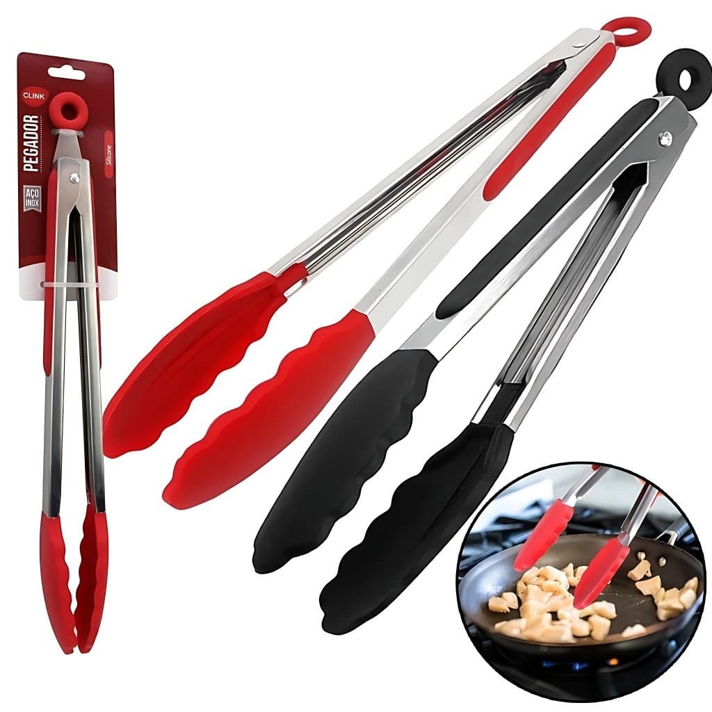 Pegador De Inox Para Carne Churrasco Salada Cozinha 26CM E 33CM